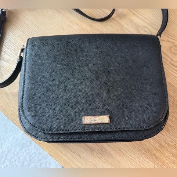 Kate Spade Black Leather Purse Crossbody Satchel Tote Bag Messenger Adjustable - Picture 4 of 14
